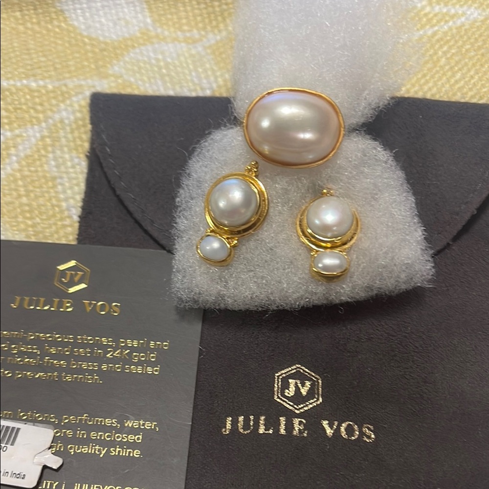 Julie Vos Gold and White Pearl Earrings